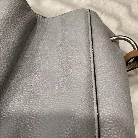 LONDON FOG Satchel Purse  Strap Hand Gray/Tan Pebbled - Picture 13 of 14
